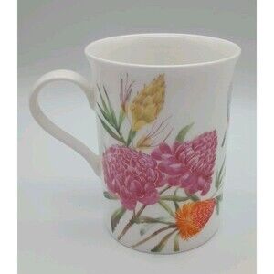 stechcol Mug gracie bone china Floral Botanical Blue Bird Gold Accents